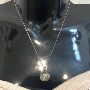 Versace Medusa Zipper Pull Pendant Necklace on 925 Sterling Silver Chain